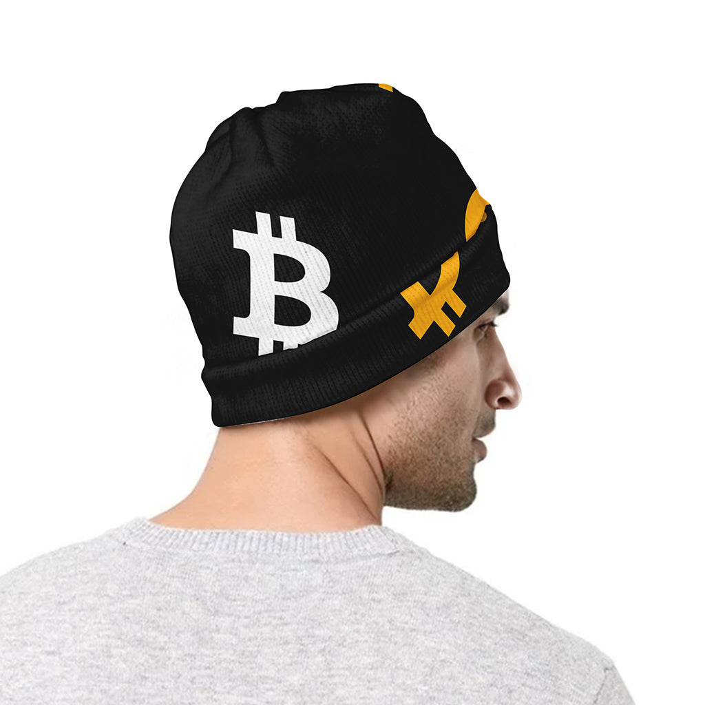 Bitcoin Symbol Pattern Print Beanie