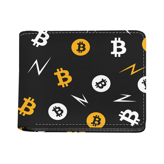 Bitcoin Symbol Pattern Print Bifold Wallet