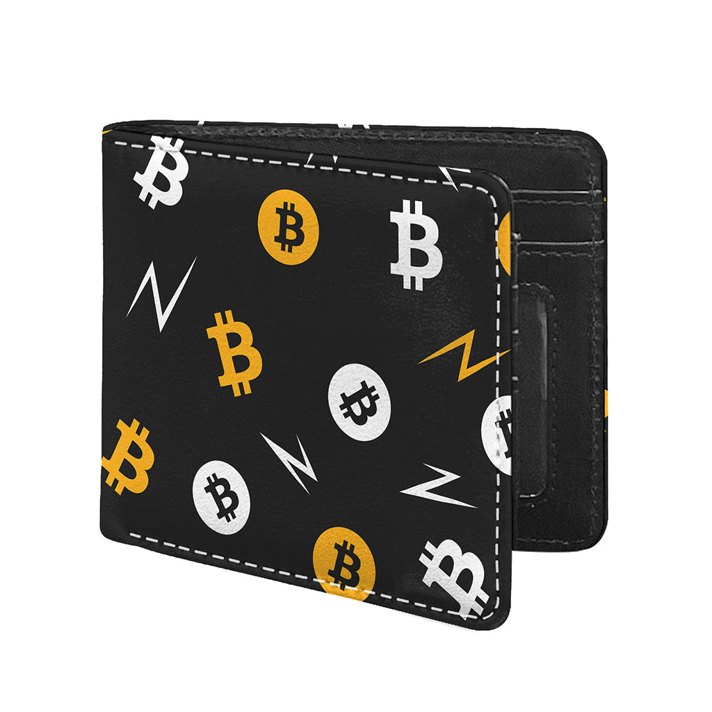 Bitcoin Symbol Pattern Print Bifold Wallet