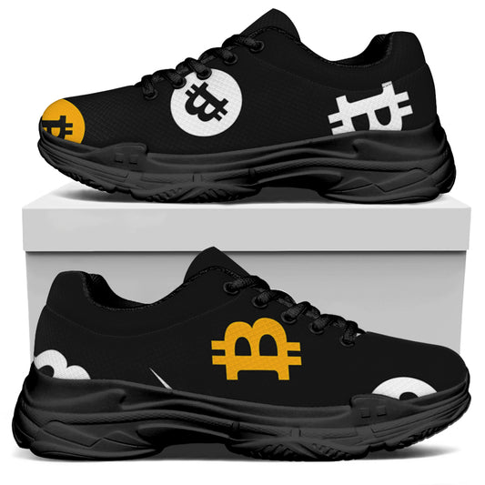 Bitcoin Symbol Pattern Print Black Chunky Shoes