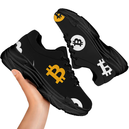 Bitcoin Symbol Pattern Print Black Chunky Shoes