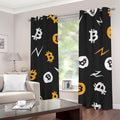 Bitcoin Symbol Pattern Print Dimout Grommet Curtains