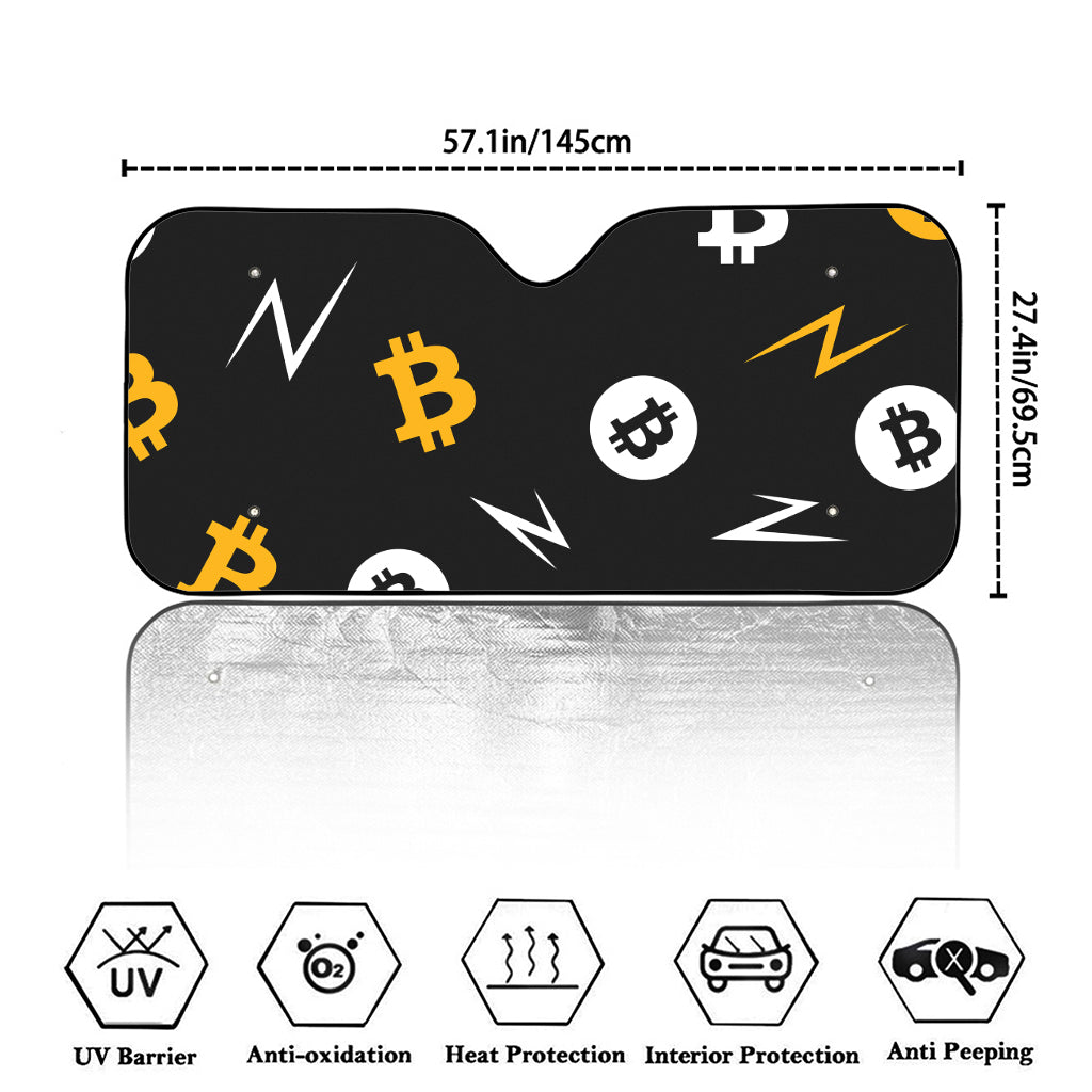 Bitcoin Symbol Pattern Print Car Windshield Sun Shade