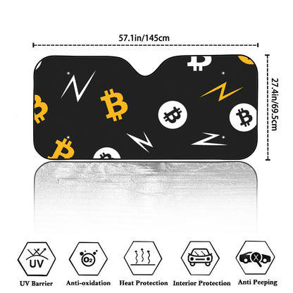 Bitcoin Symbol Pattern Print Car Windshield Sun Shade