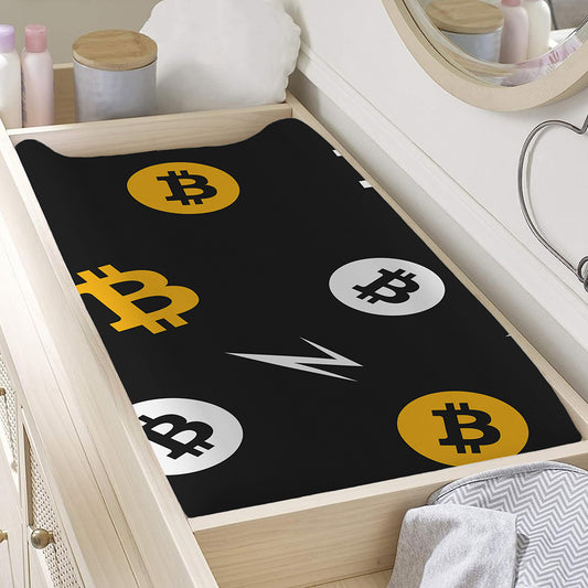 Bitcoin Symbol Pattern Print Changing Pad Cover