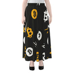 Bitcoin Symbol Pattern Print Chiffon Maxi Skirt