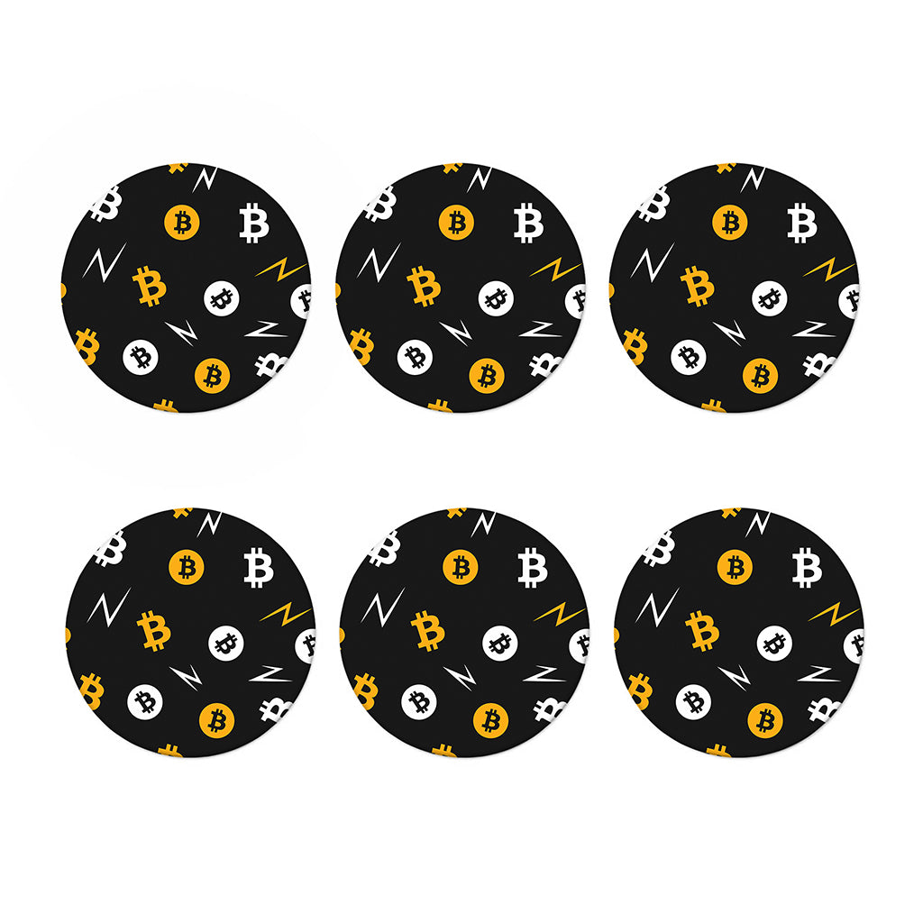 Bitcoin Symbol Pattern Print Coaster Set