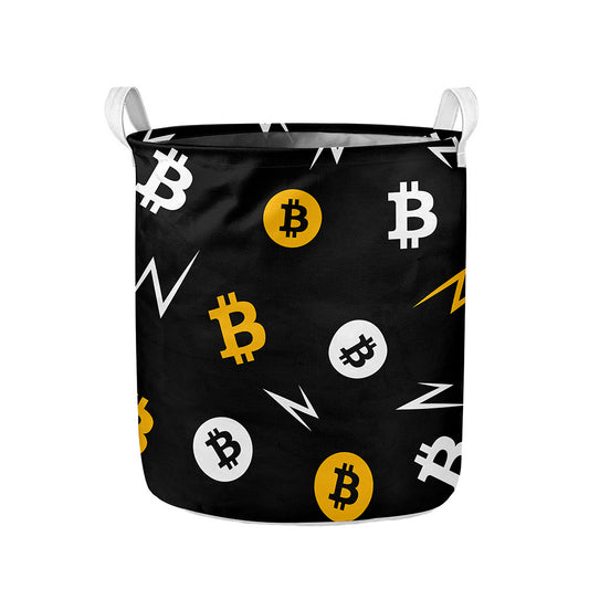 Bitcoin Symbol Pattern Print Collapsible Laundry Basket