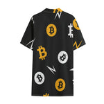 Bitcoin Symbol Pattern Print Cotton Hawaiian Shirt