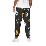 Bitcoin Symbol Pattern Print Cotton Pants