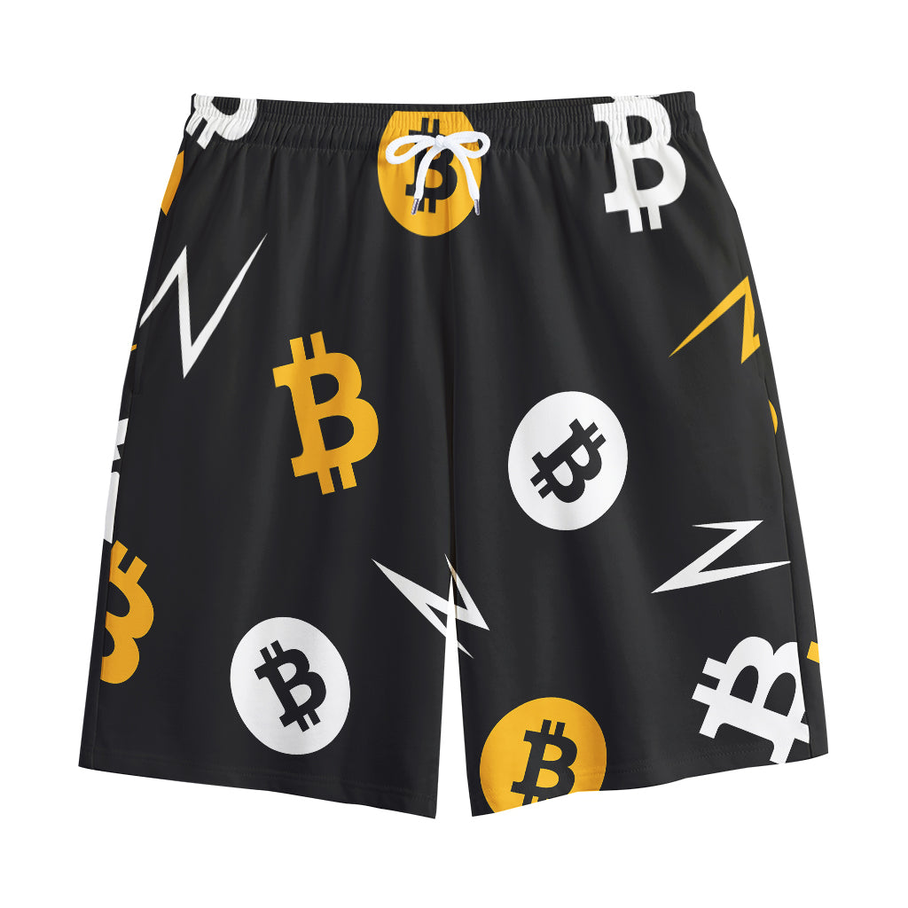 Bitcoin Symbol Pattern Print Cotton Shorts