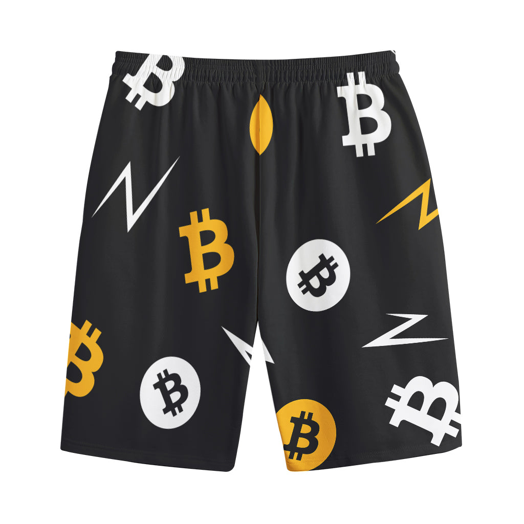 Bitcoin Symbol Pattern Print Cotton Shorts