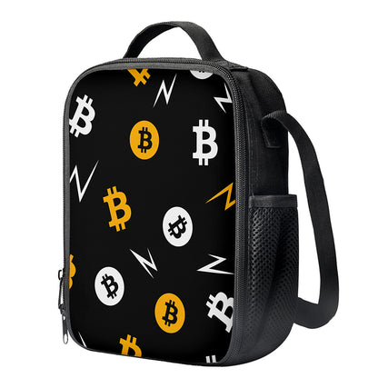 Bitcoin Symbol Pattern Print Crossbody Lunch Bag