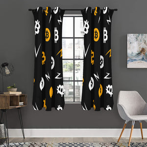 Bitcoin Symbol Pattern Print Curtain