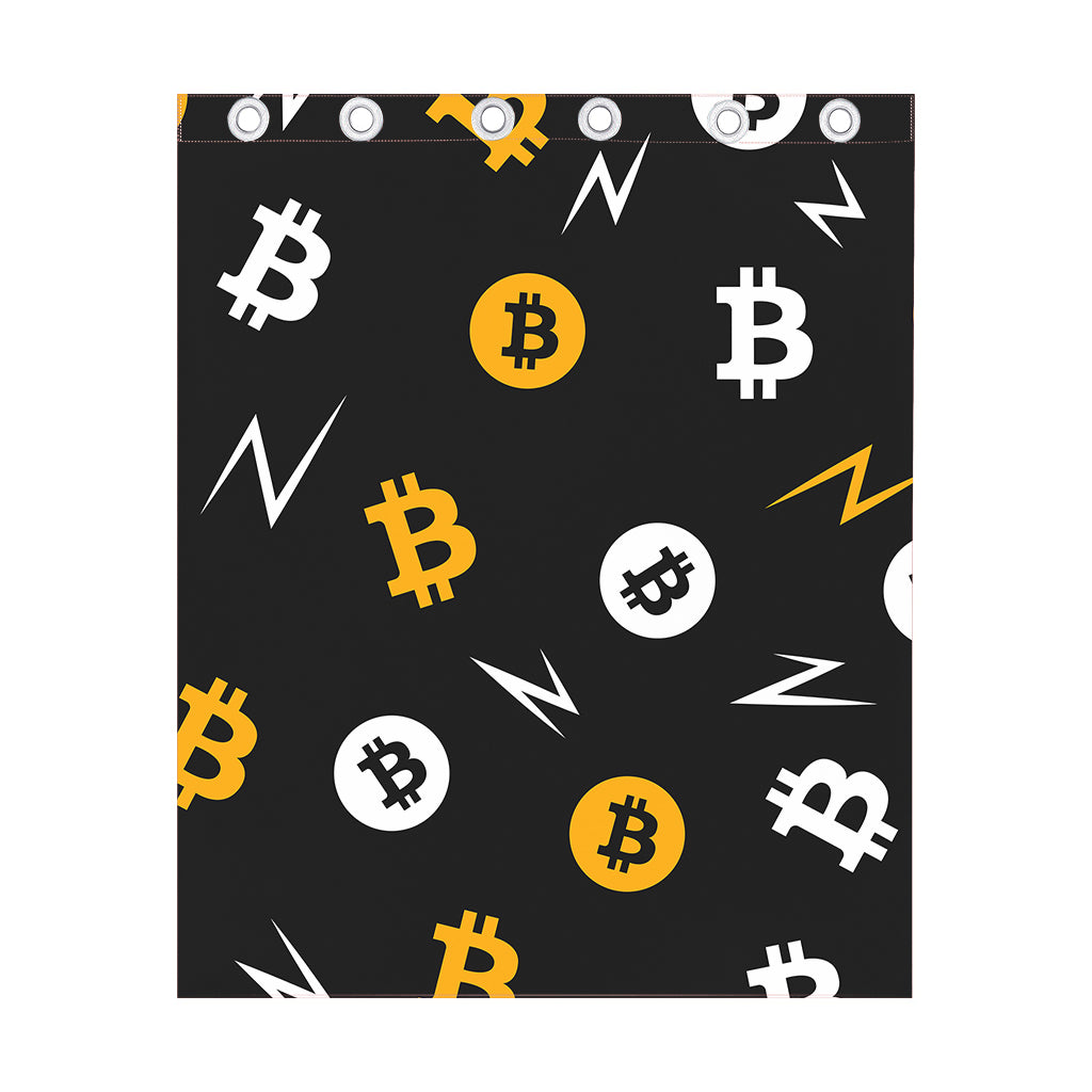 Bitcoin Symbol Pattern Print Curtain