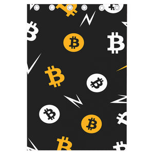 Bitcoin Symbol Pattern Print Curtain