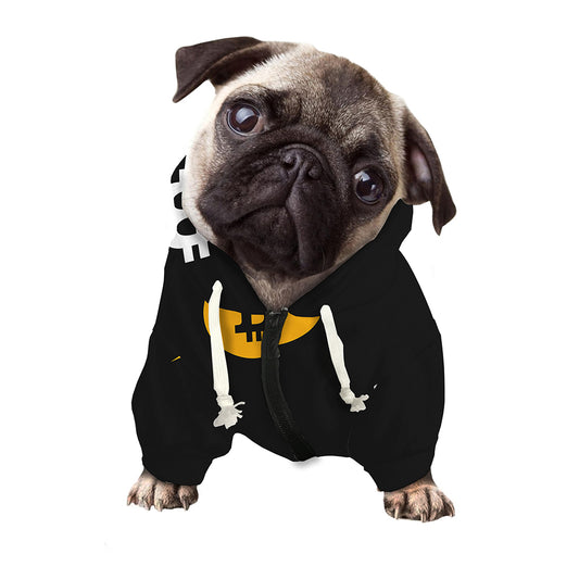 Bitcoin Symbol Pattern Print Dog Zip Up Hoodie