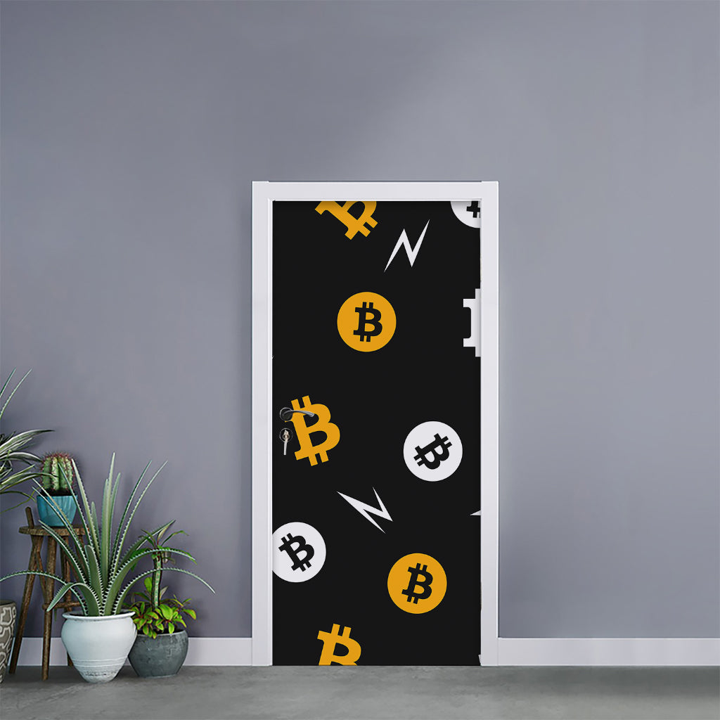 Bitcoin Symbol Pattern Print Door Sticker