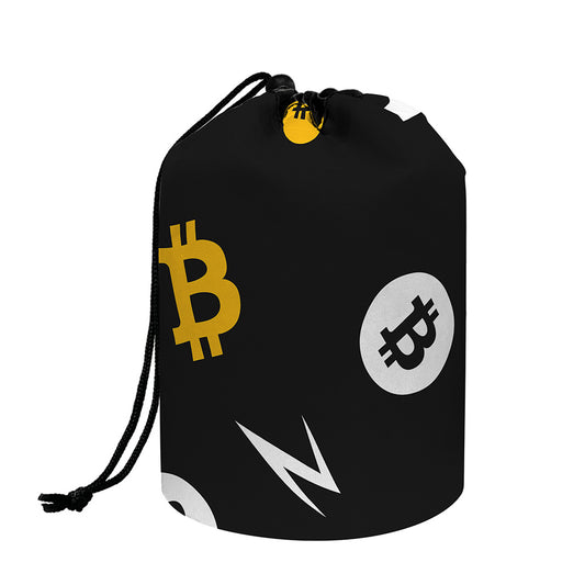 Bitcoin Symbol Pattern Print Drawstring Makeup Bag