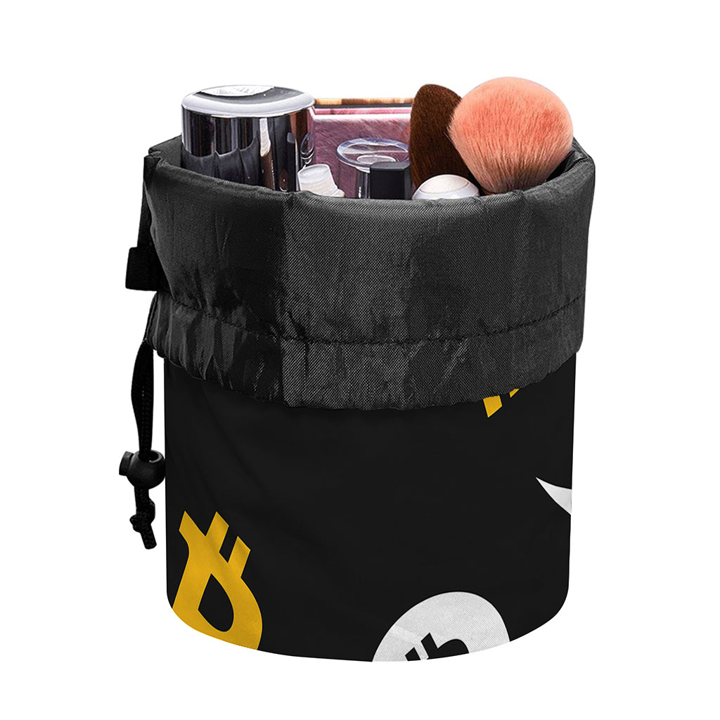 Bitcoin Symbol Pattern Print Drawstring Makeup Bag