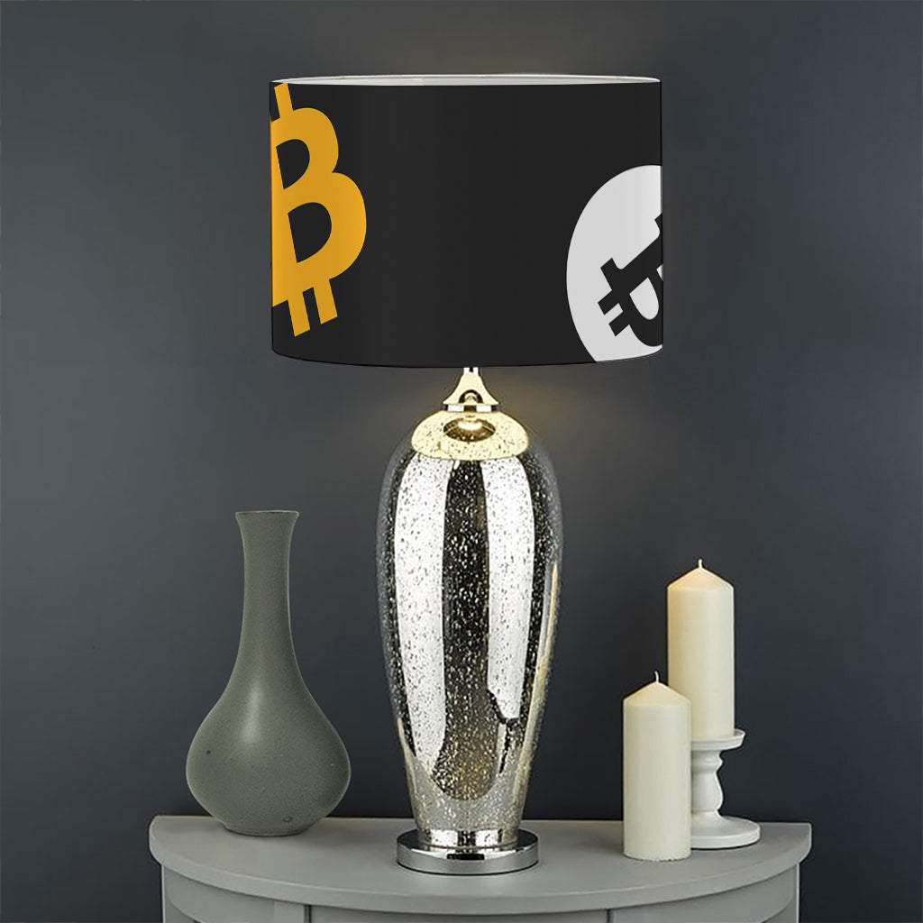 Bitcoin Symbol Pattern Print Drum Lamp Shade
