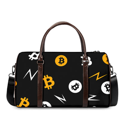 Bitcoin Symbol Pattern Print Duffle Bag