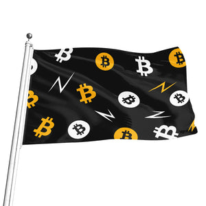 Bitcoin Symbol Pattern Print Flag