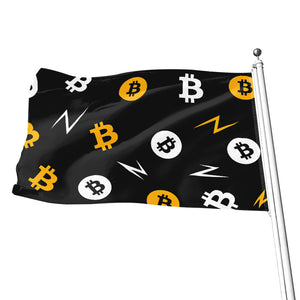 Bitcoin Symbol Pattern Print Flag