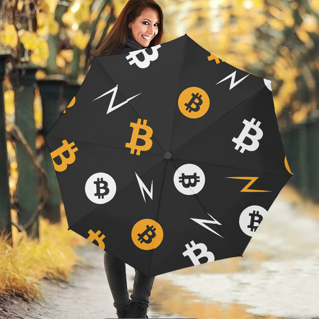 Bitcoin Symbol Pattern Print Foldable Umbrella