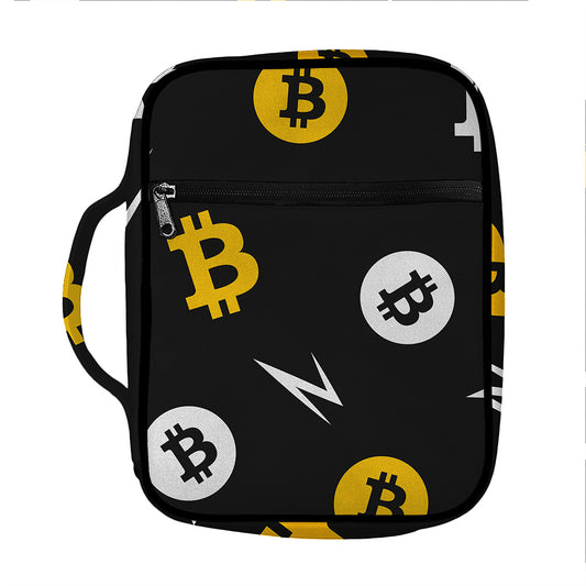 Bitcoin Symbol Pattern Print Front Pocket Bible Bag