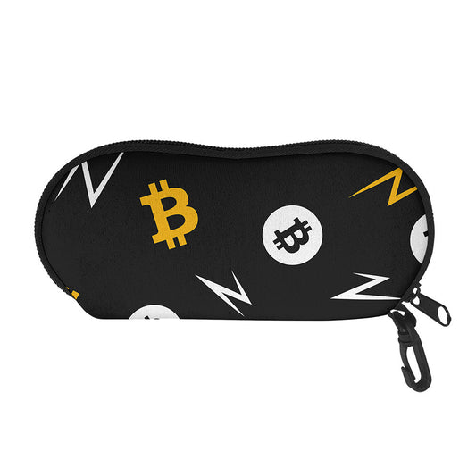 Bitcoin Symbol Pattern Print Glasses Case
