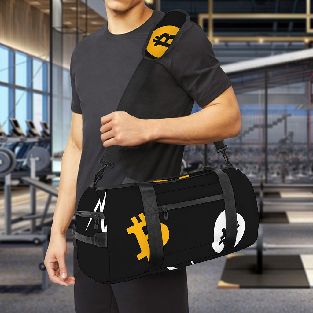 Bitcoin Symbol Pattern Print Gym Bag