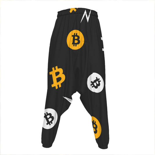 Bitcoin Symbol Pattern Print Hammer Pants