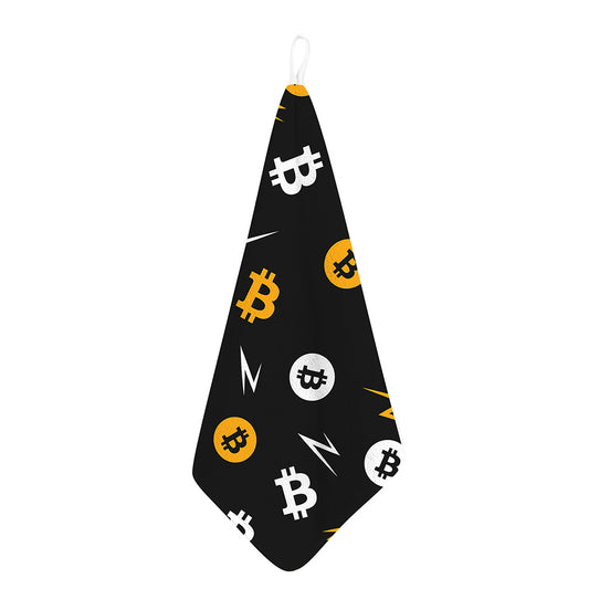 Bitcoin Symbol Pattern Print Hand Towel