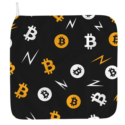 Bitcoin Symbol Pattern Print Hand Towel