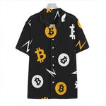 Bitcoin Symbol Pattern Print Hawaiian Shirt