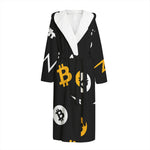 Bitcoin Symbol Pattern Print Hooded Bathrobe