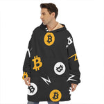 Bitcoin Symbol Pattern Print Hoodie Blanket