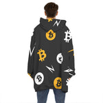 Bitcoin Symbol Pattern Print Hoodie Blanket