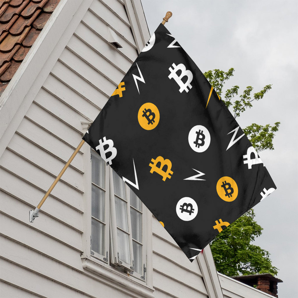 Bitcoin Symbol Pattern Print House Flag