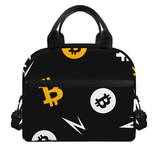 Bitcoin Symbol Pattern Print Insulated Lunch Bag