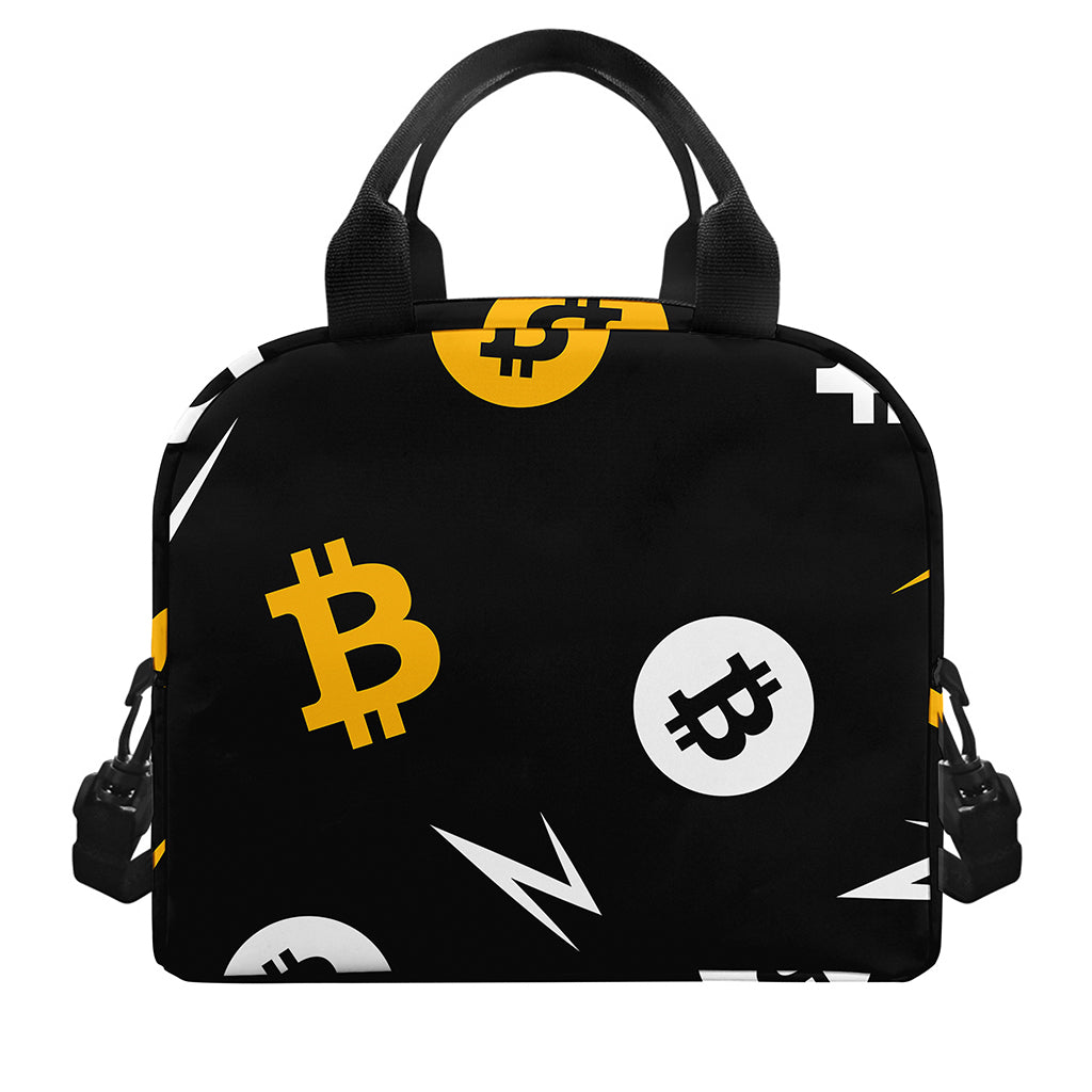 Bitcoin Symbol Pattern Print Insulated Lunch Bag
