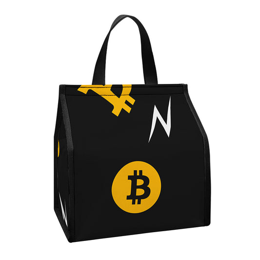 Bitcoin Symbol Pattern Print Insulated Lunch Tote