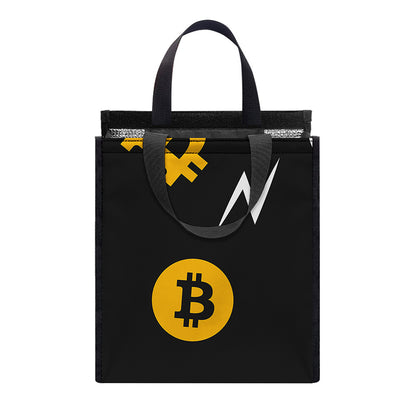 Bitcoin Symbol Pattern Print Insulated Lunch Tote