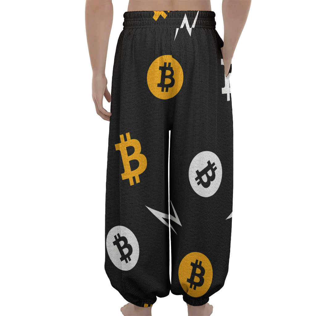 Bitcoin Symbol Pattern Print Lantern Pants