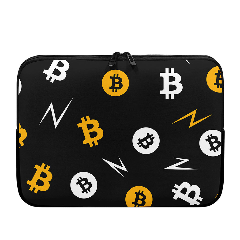 Bitcoin Symbol Pattern Print Laptop Sleeve