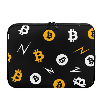 Bitcoin Symbol Pattern Print Laptop Sleeve