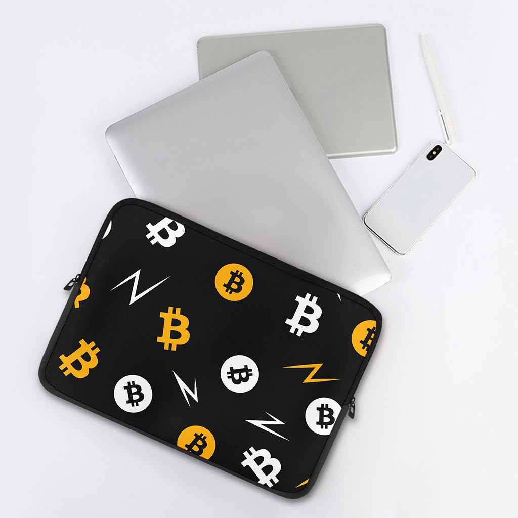 Bitcoin Symbol Pattern Print Laptop Sleeve