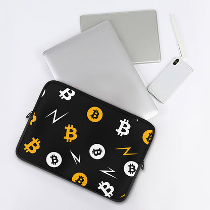 Bitcoin Symbol Pattern Print Laptop Sleeve