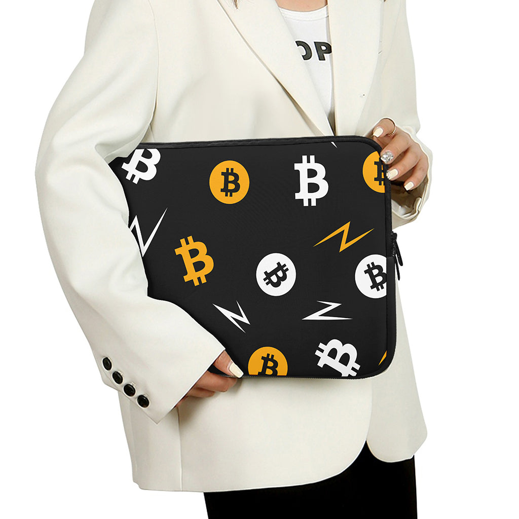 Bitcoin Symbol Pattern Print Laptop Sleeve